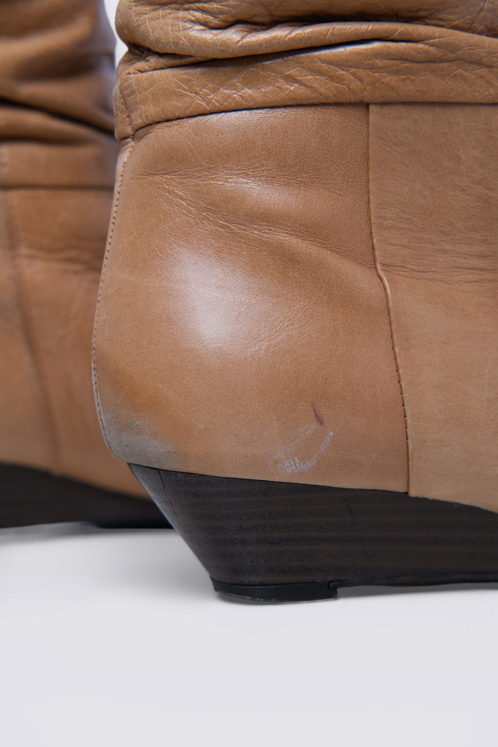 00s Aldo Slouchy Leather Wedge Heel Boots