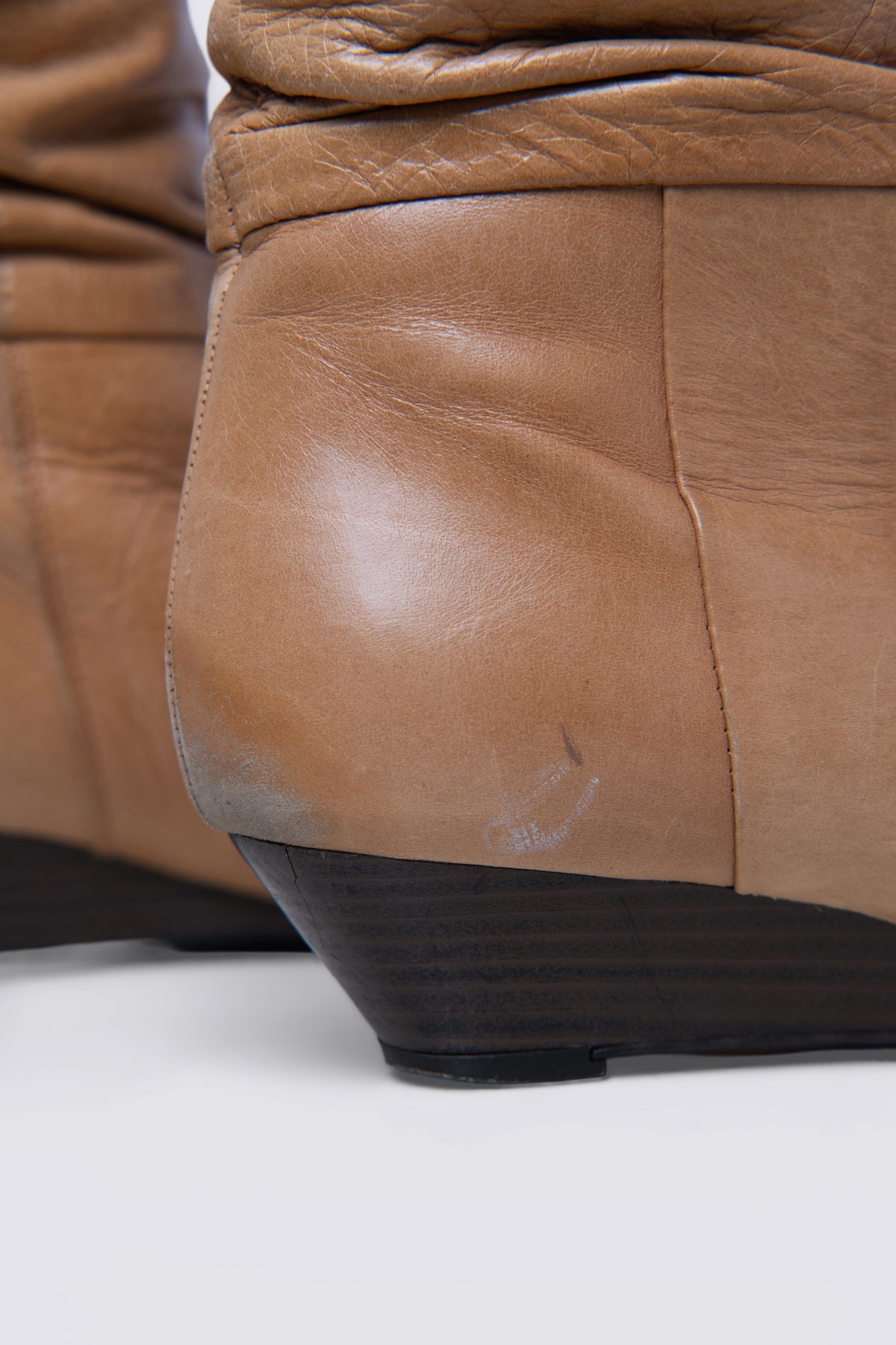 00s Aldo Slouchy Leather Wedge Heel Boots