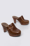 Y2K Xhilaration Leather & Wood Clogs
