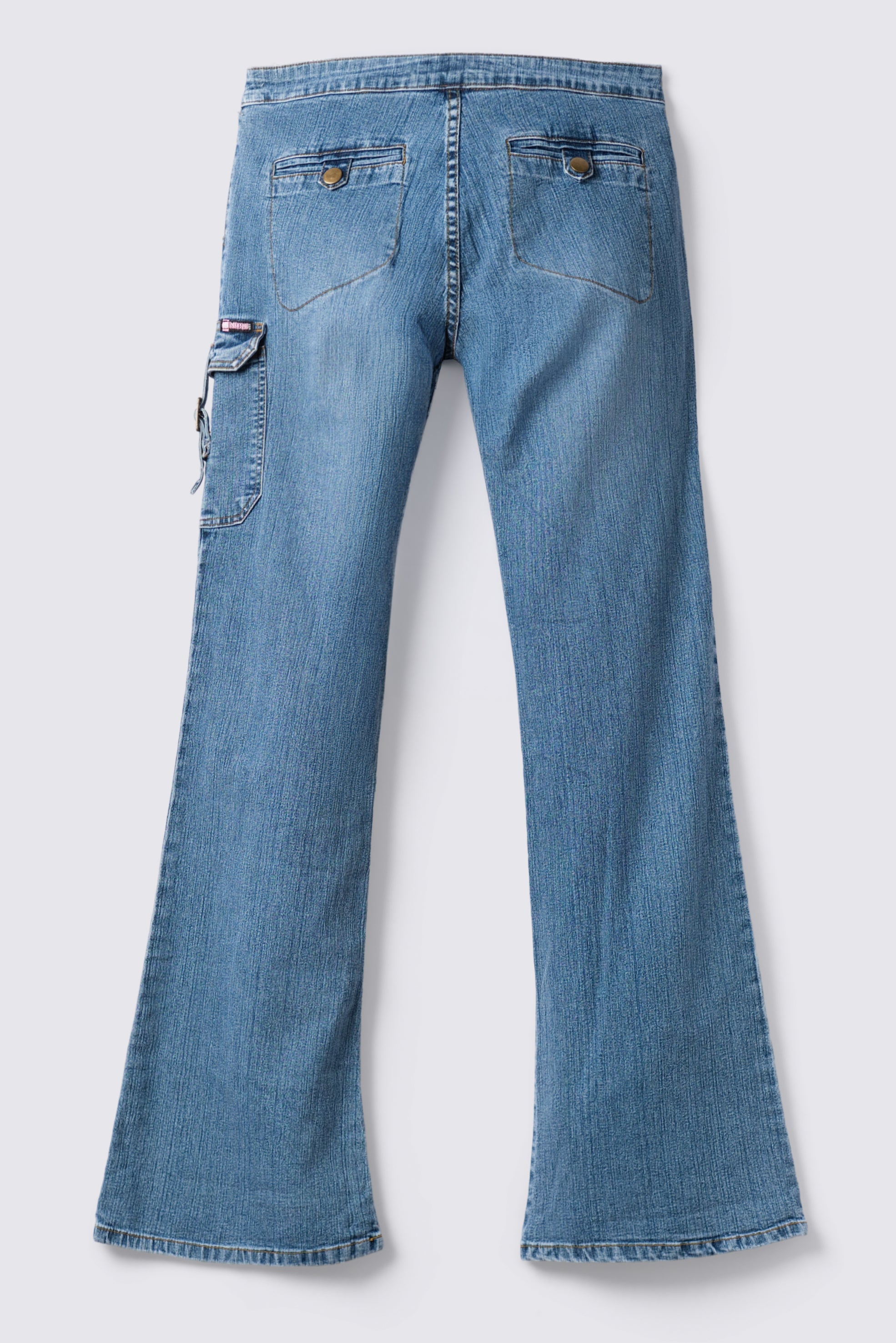 Y2K Bubblegum Double Buckle Lowrise Flares
