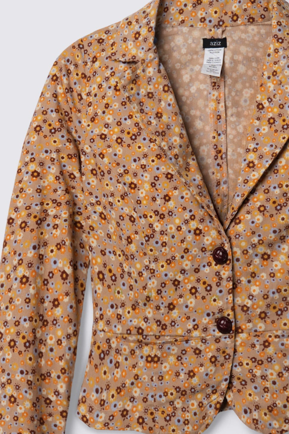 Y2K Floral Print Corduroy Jacket