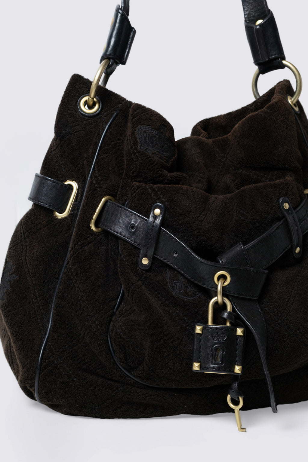 Y2K Juicy Couture Lock & Key Terry Cloth Hobo Bag