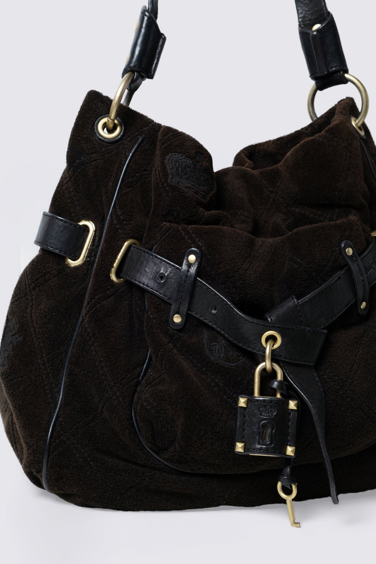 Y2K Juicy Couture Lock & Key Terry Cloth Hobo Bag