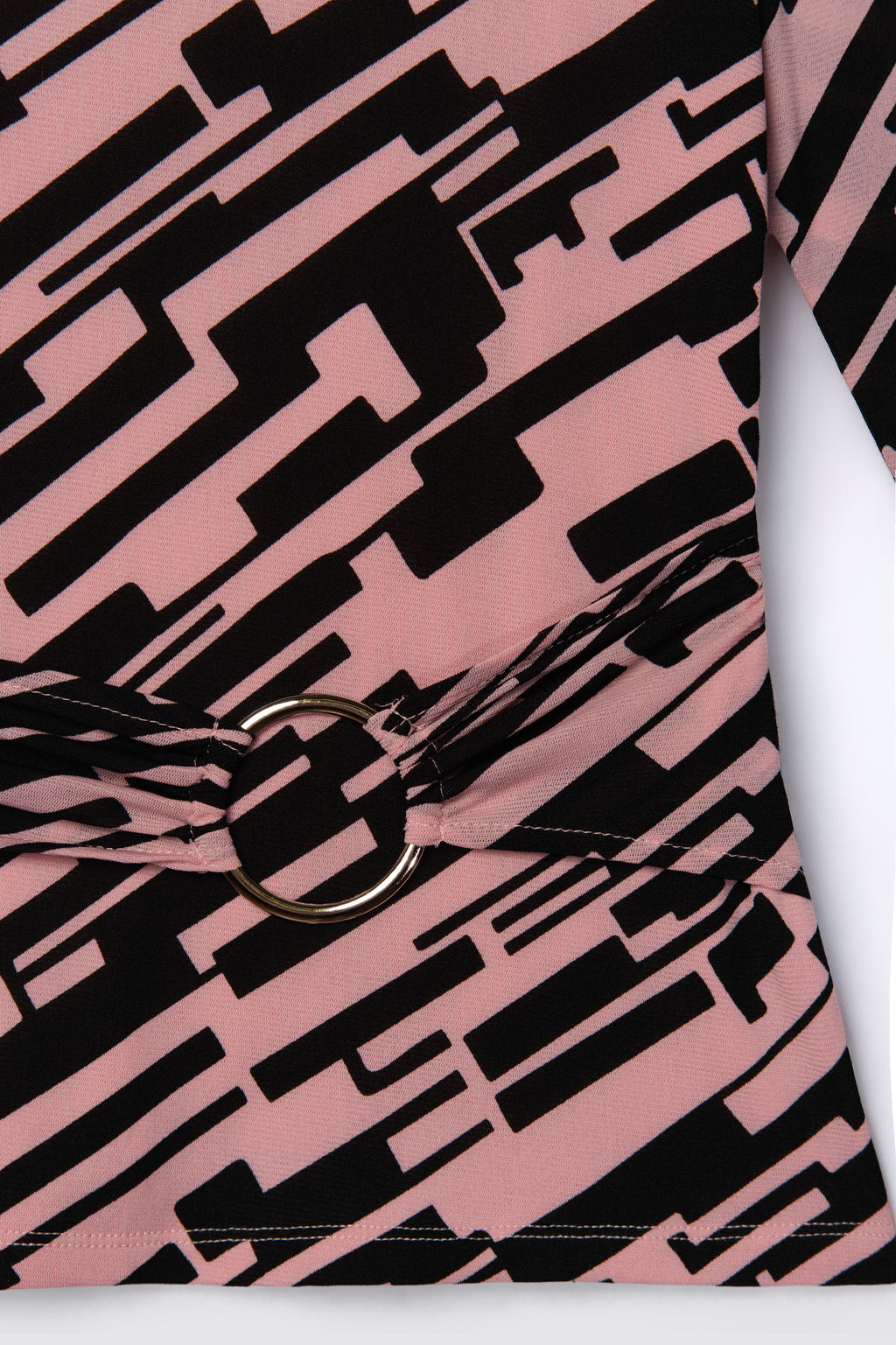 Y2K Geo Print Micro Mesh Top