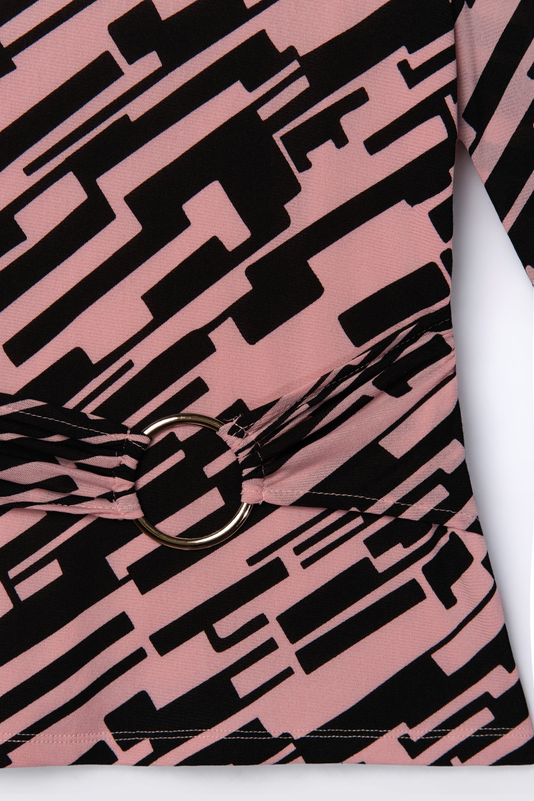 Y2K Geo Print Micro Mesh Top