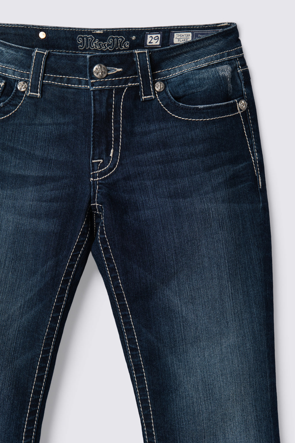 Y2K Miss Me Embellished Dark Wash Lowrise Flares