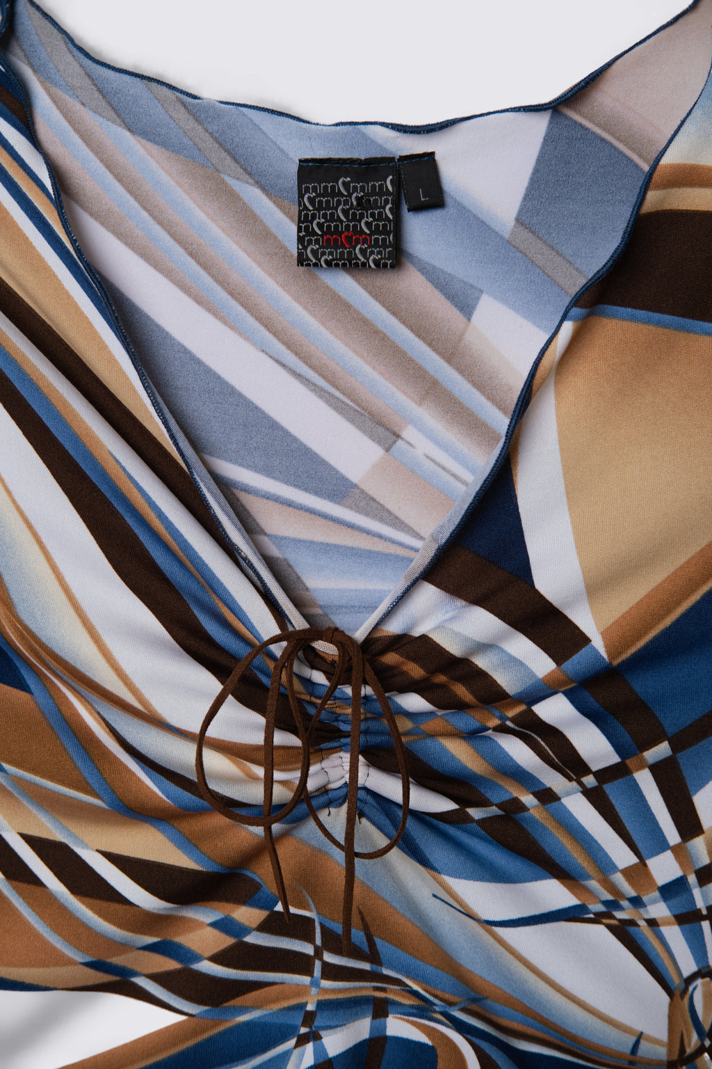 Y2K Moa Moa Abstract Pattern Tie Front Top