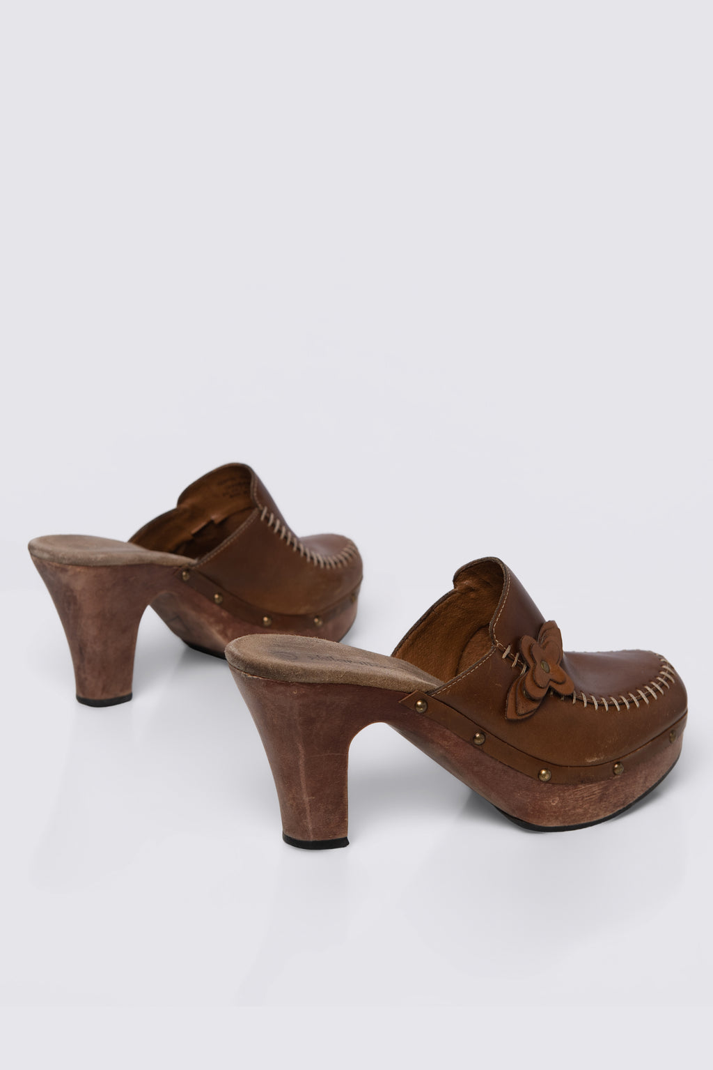 Y2K Xhilaration Leather & Wood Clogs