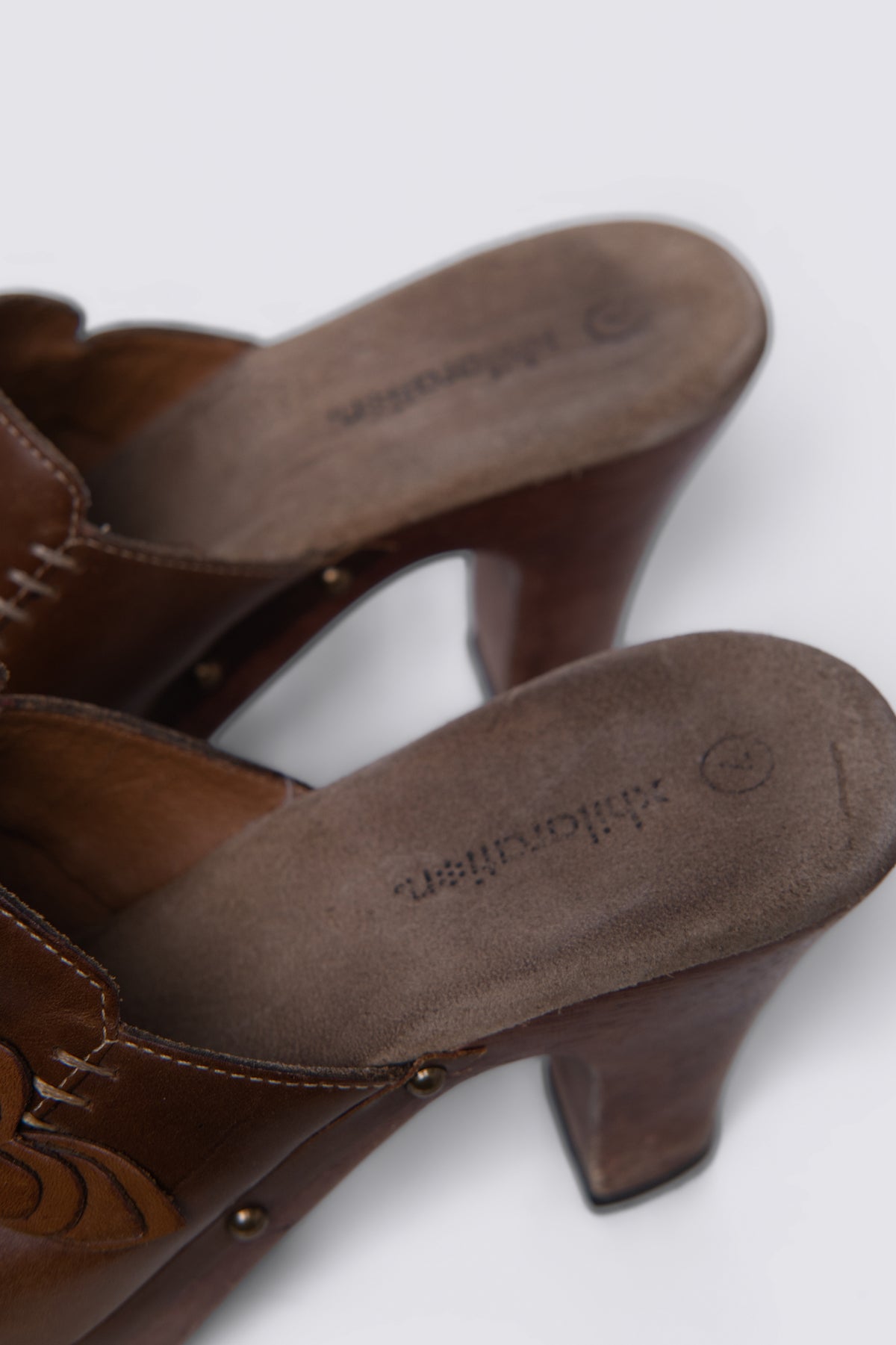 Y2K Xhilaration Leather & Wood Clogs