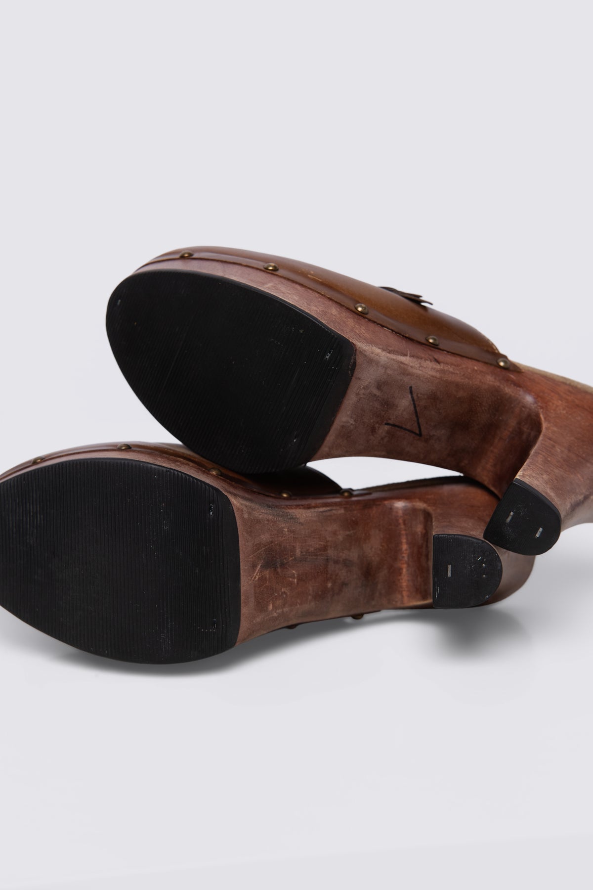 Y2K Xhilaration Leather & Wood Clogs