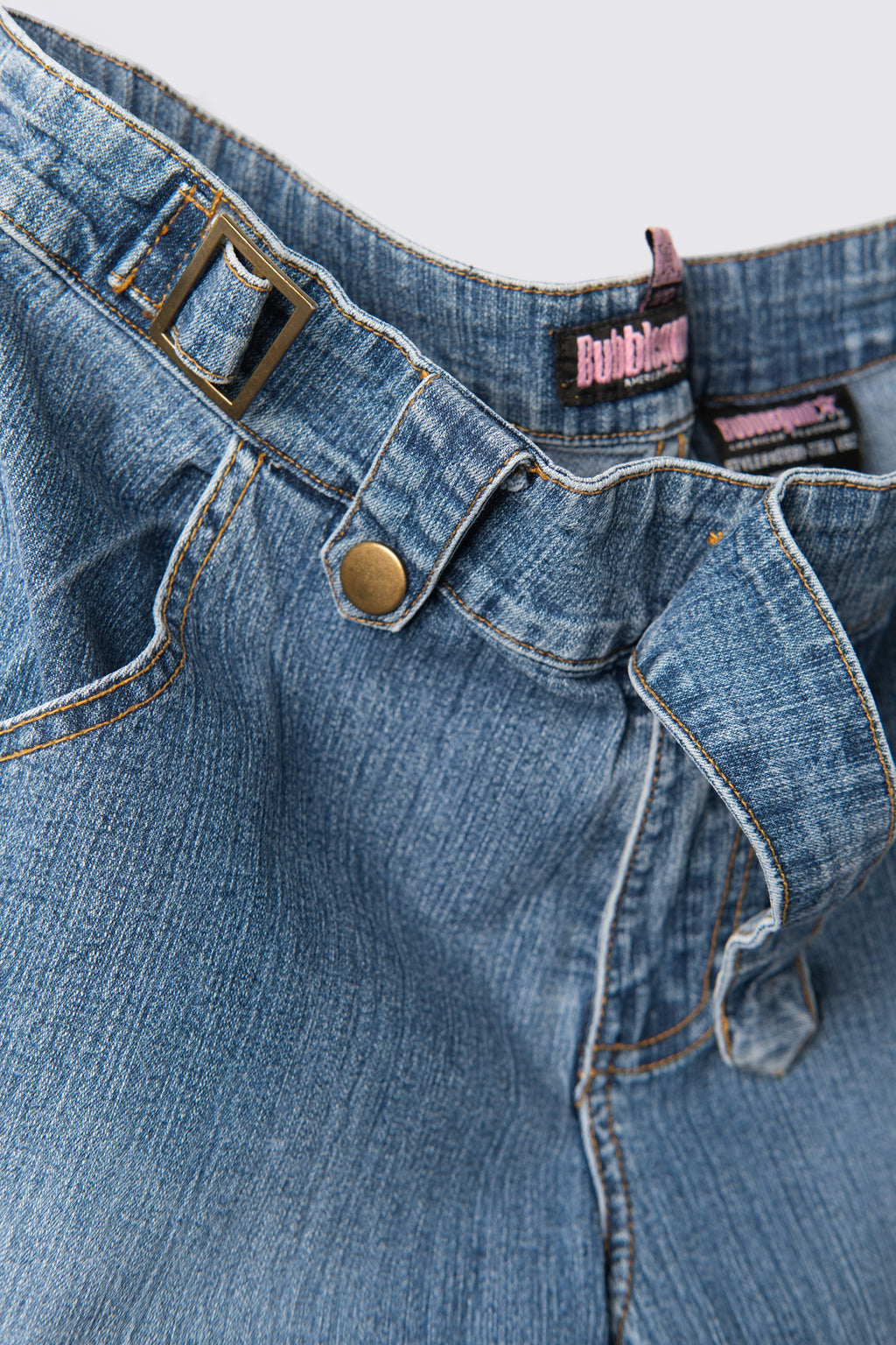 Y2K Bubblegum Double Buckle Lowrise Flares