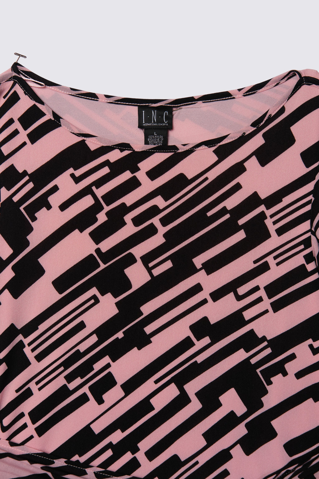 Y2K Geo Print Micro Mesh Top