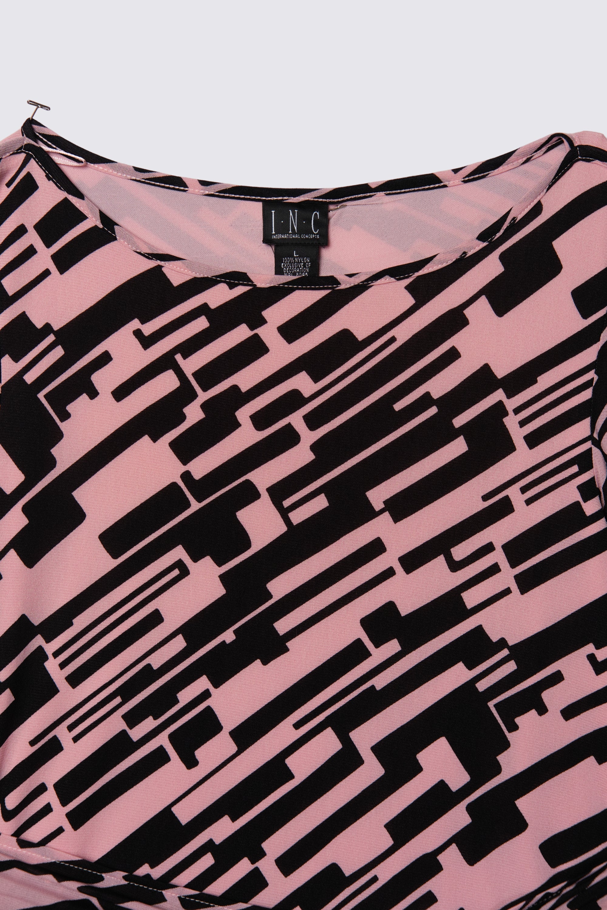 Y2K Geo Print Micro Mesh Top