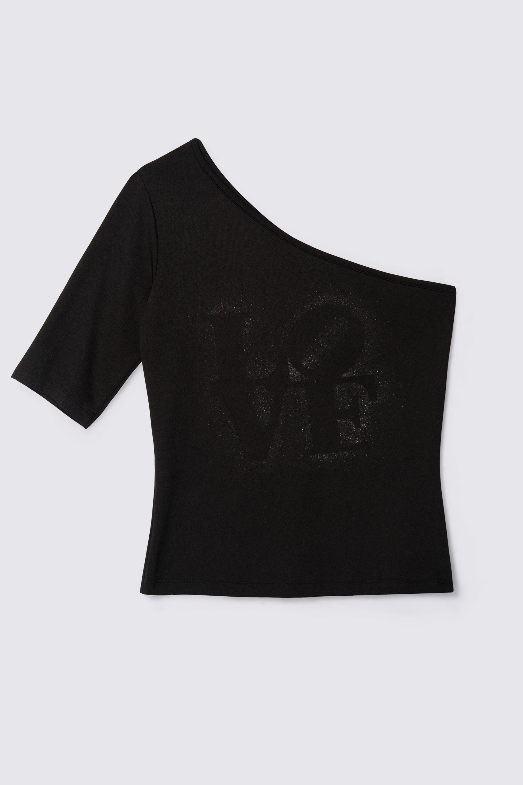 Y2K Hipwear Glitter Love One Shoulder Top
