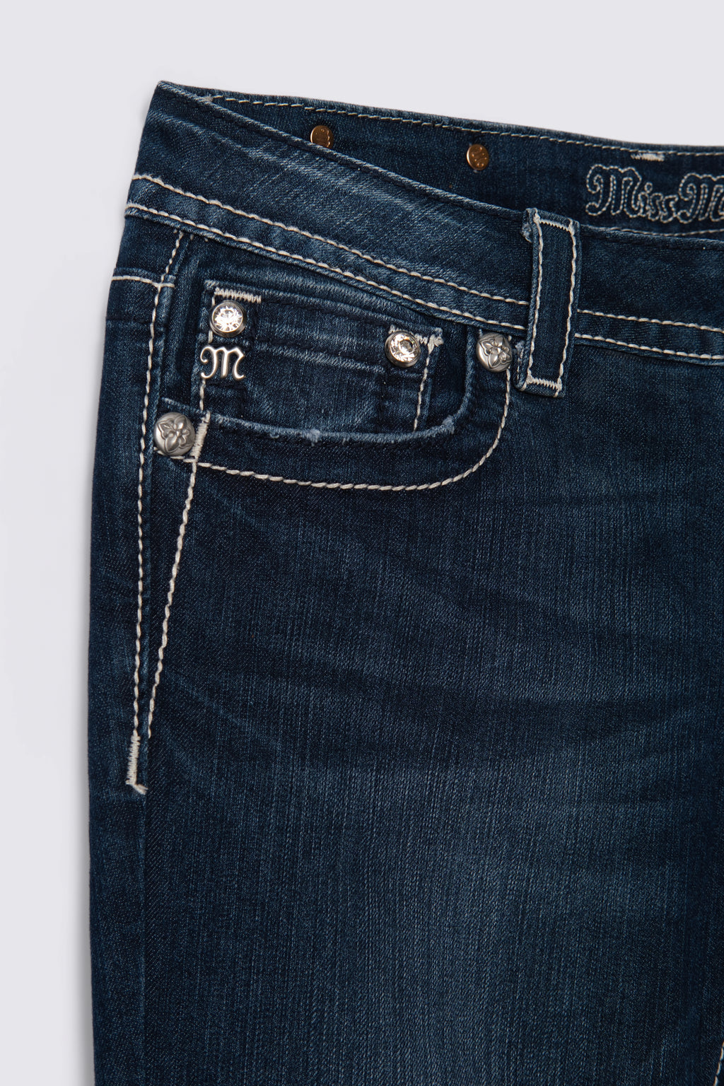 Y2K Miss Me Embellished Dark Wash Lowrise Flares
