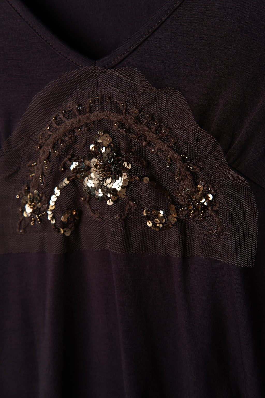 Y2K Sequin Mesh Applique Long Sleeve Top