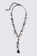 90s Amethyst & Rose Quartz Y-Drop Necklace