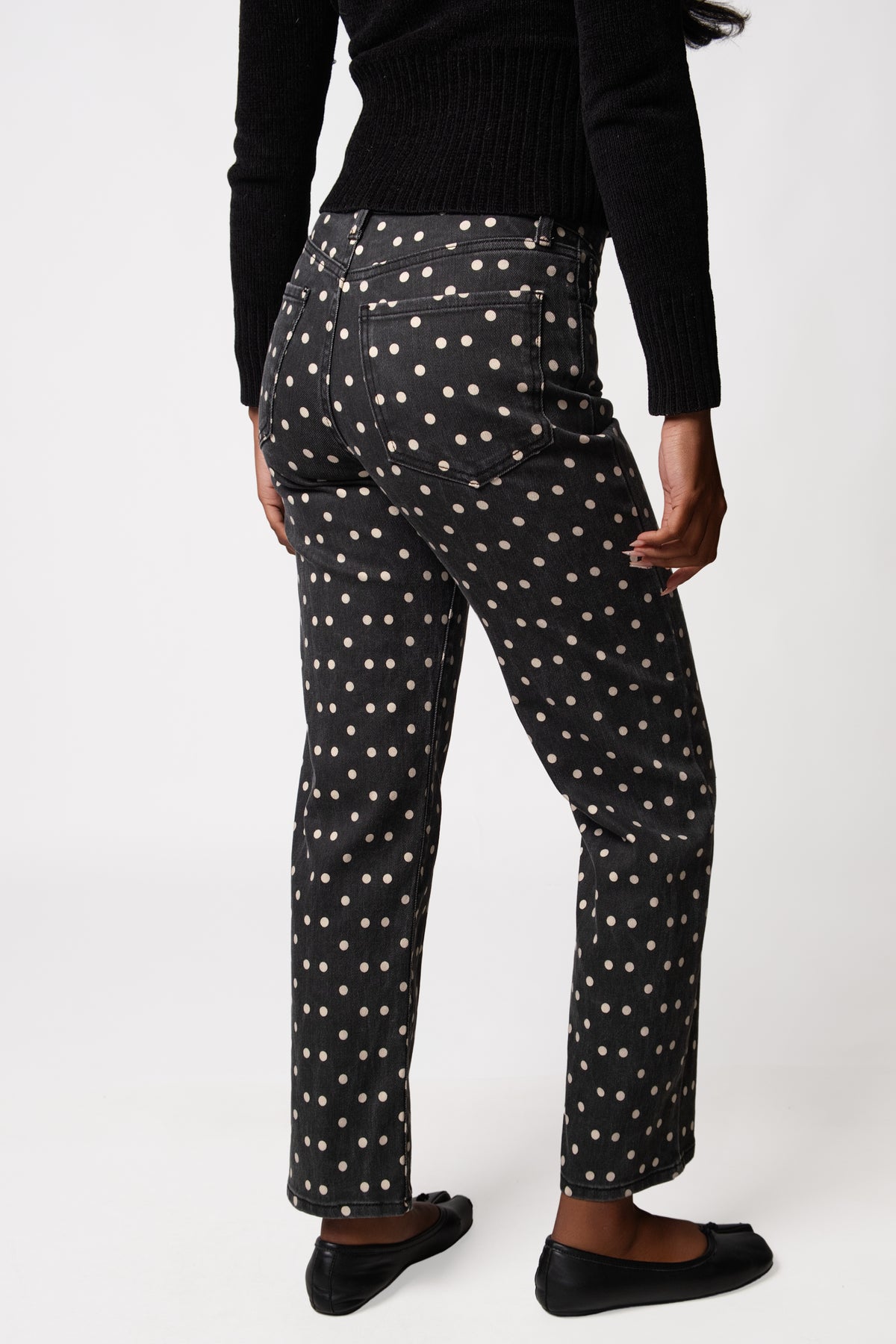 Just Black Vintage Polka Dot Straight Leg Jeans
