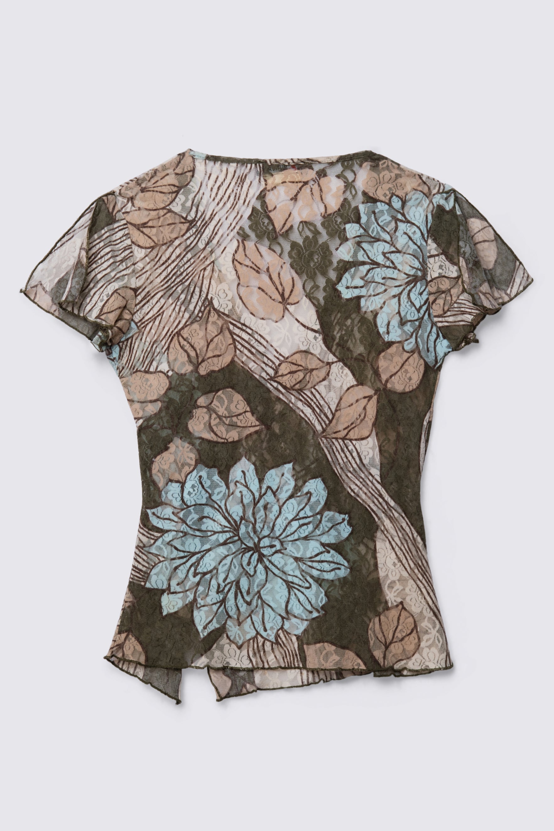 Y2K Euro Morgan De Tois Printed Stretchy Lace Top