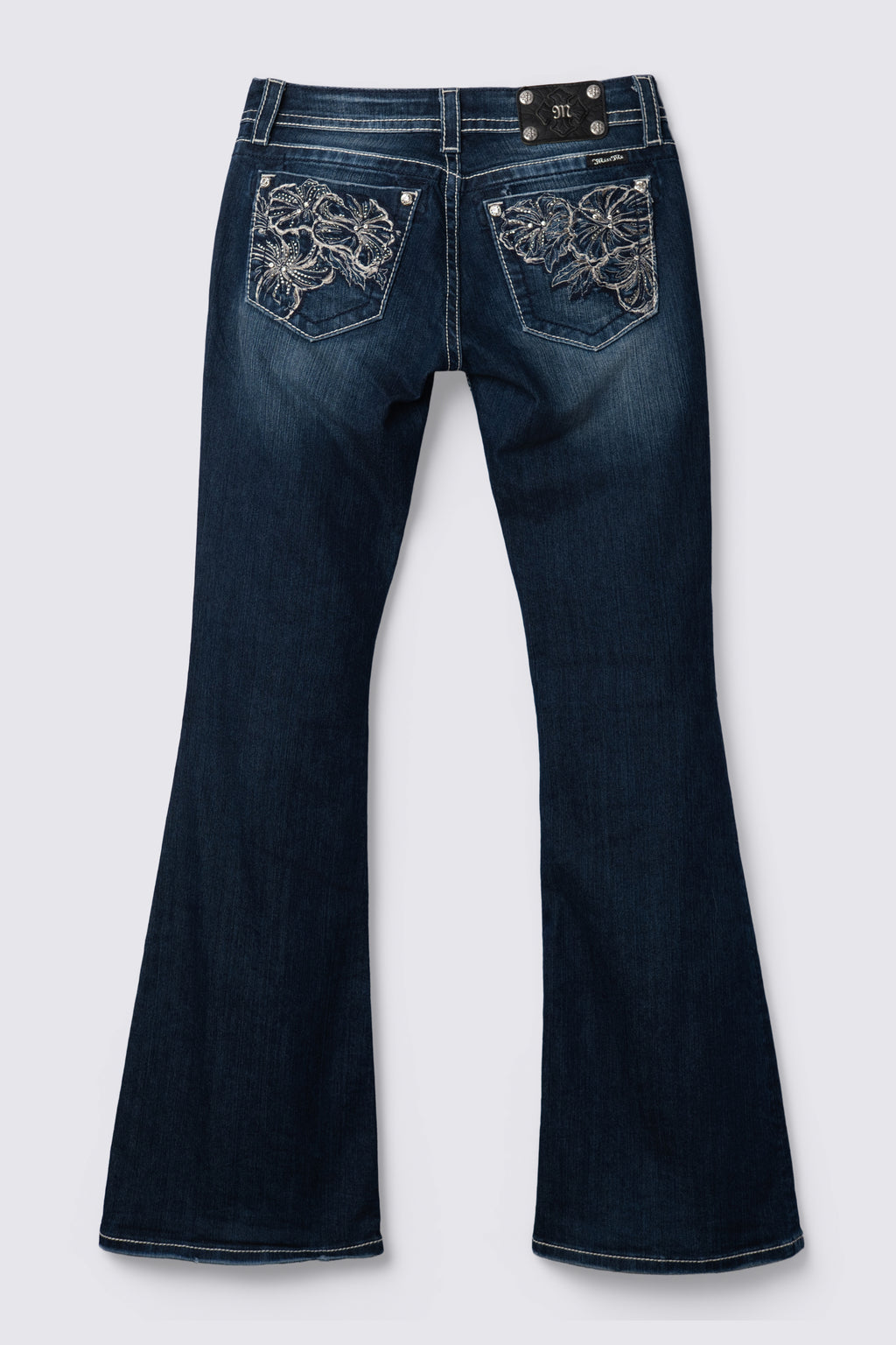 Y2K Miss Me Embellished Dark Wash Lowrise Flares