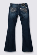 Y2K Miss Me Embellished Dark Wash Lowrise Flares