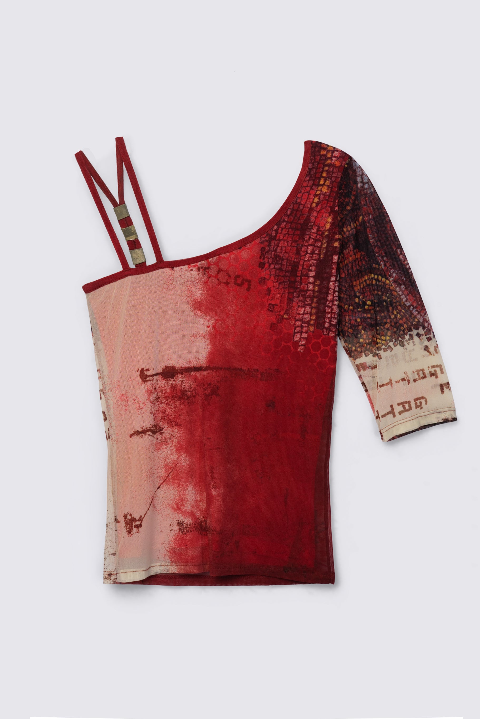 Y2K Legatte One Shoulder Micro Mesh Top