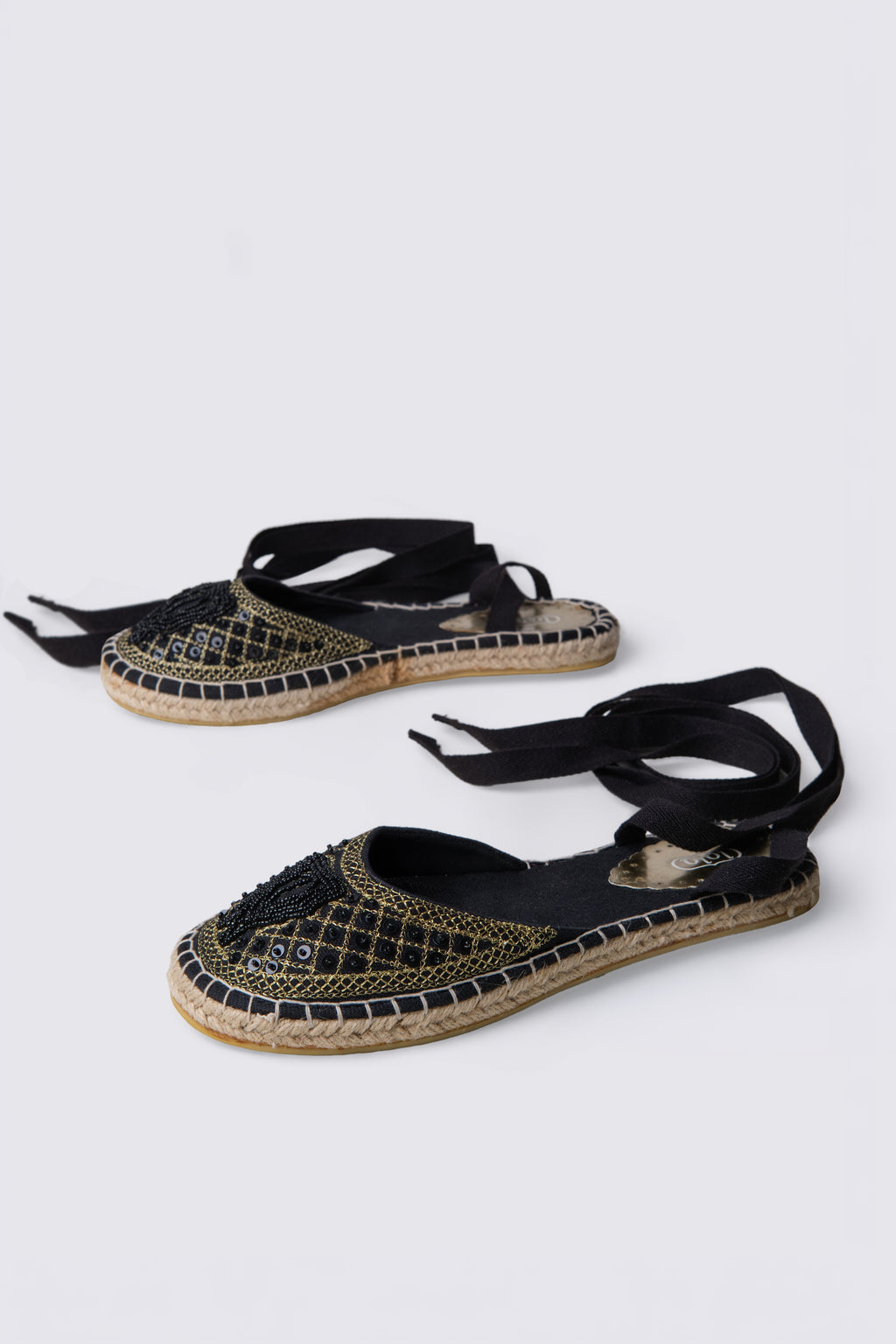 Y2K Beaded Espadrille Ballet Flats