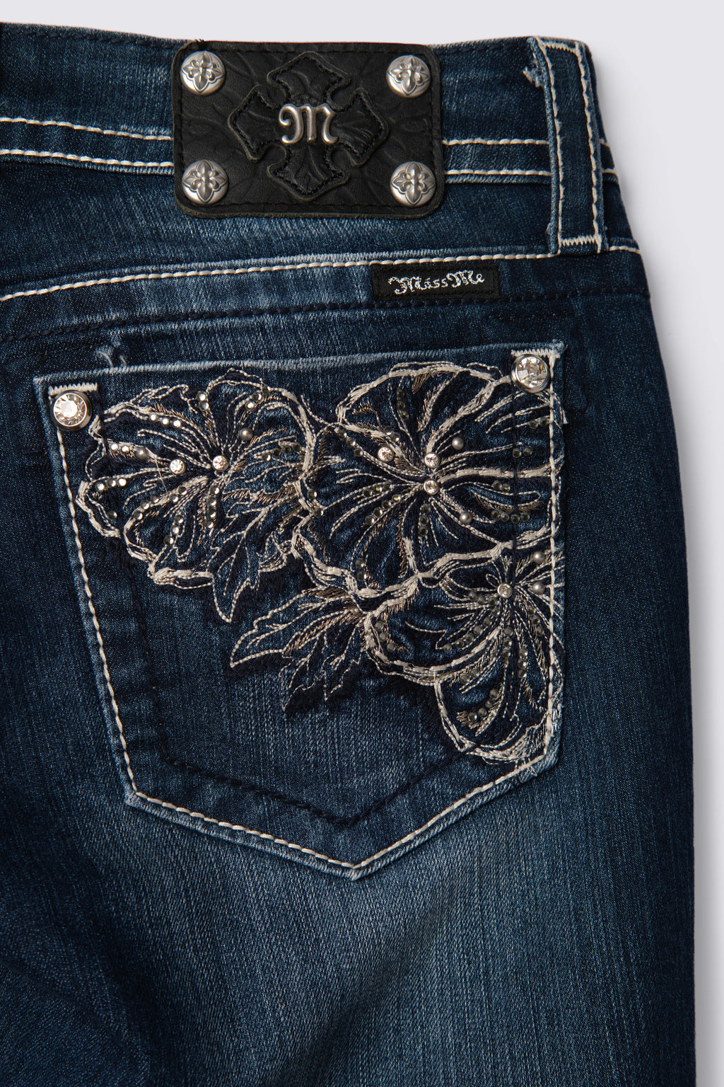 Y2K Miss Me Embellished Dark Wash Lowrise Flares