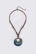 Y2K Patina Layered Metal Pendant Necklace