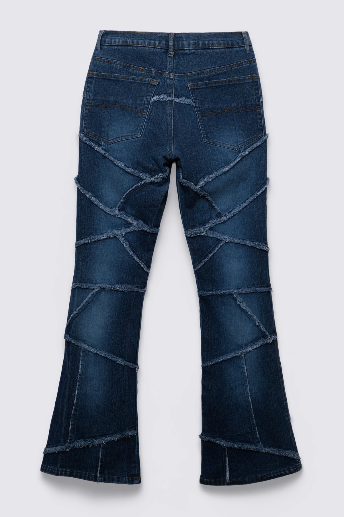 Y2K Lazer Raw Edge Patchwork Lowrise Flares