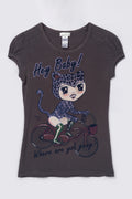 Y2K Euro DEPT Graphic Baby Tee