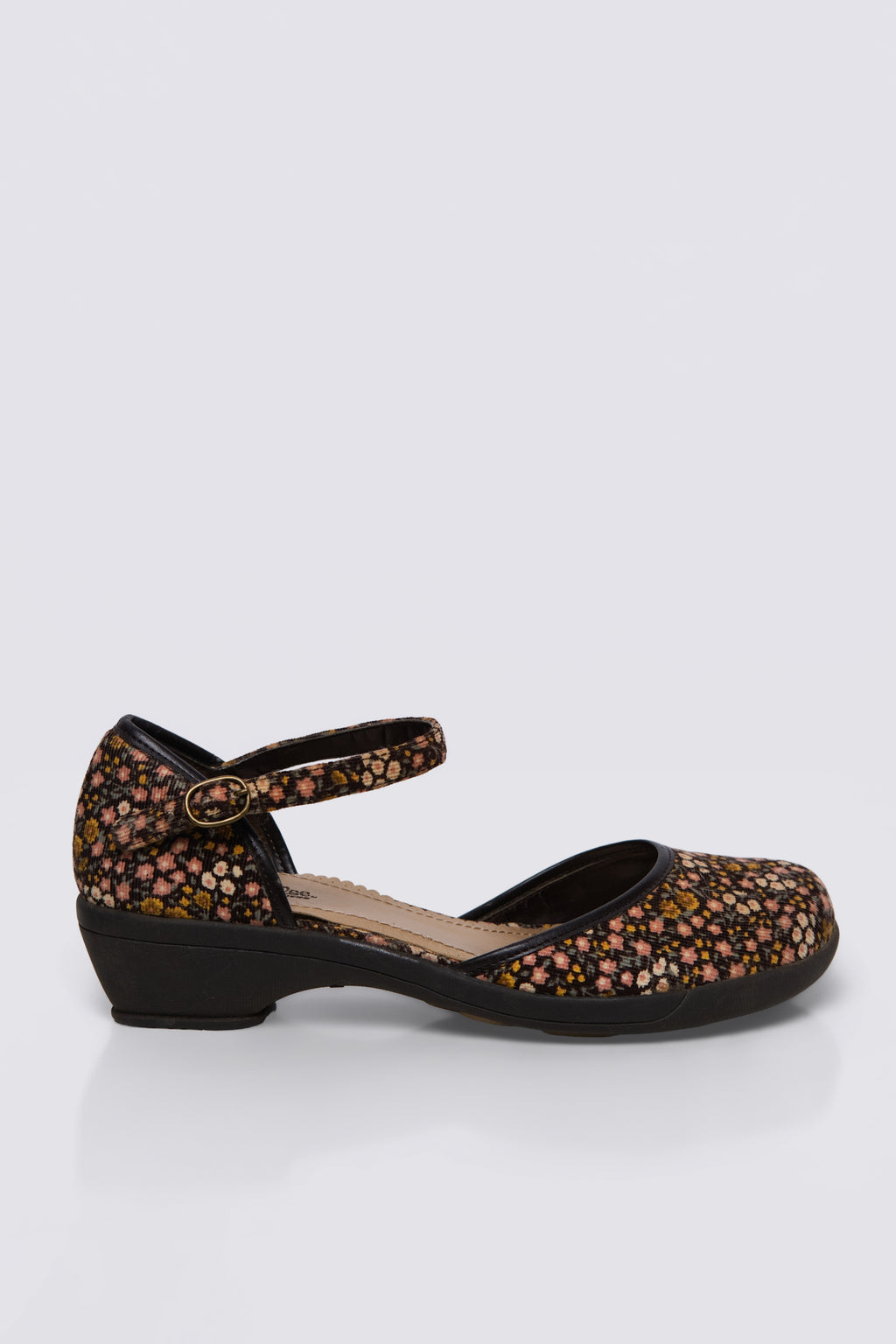 Y2K Floral Corduroy Ankle Strap Shoes
