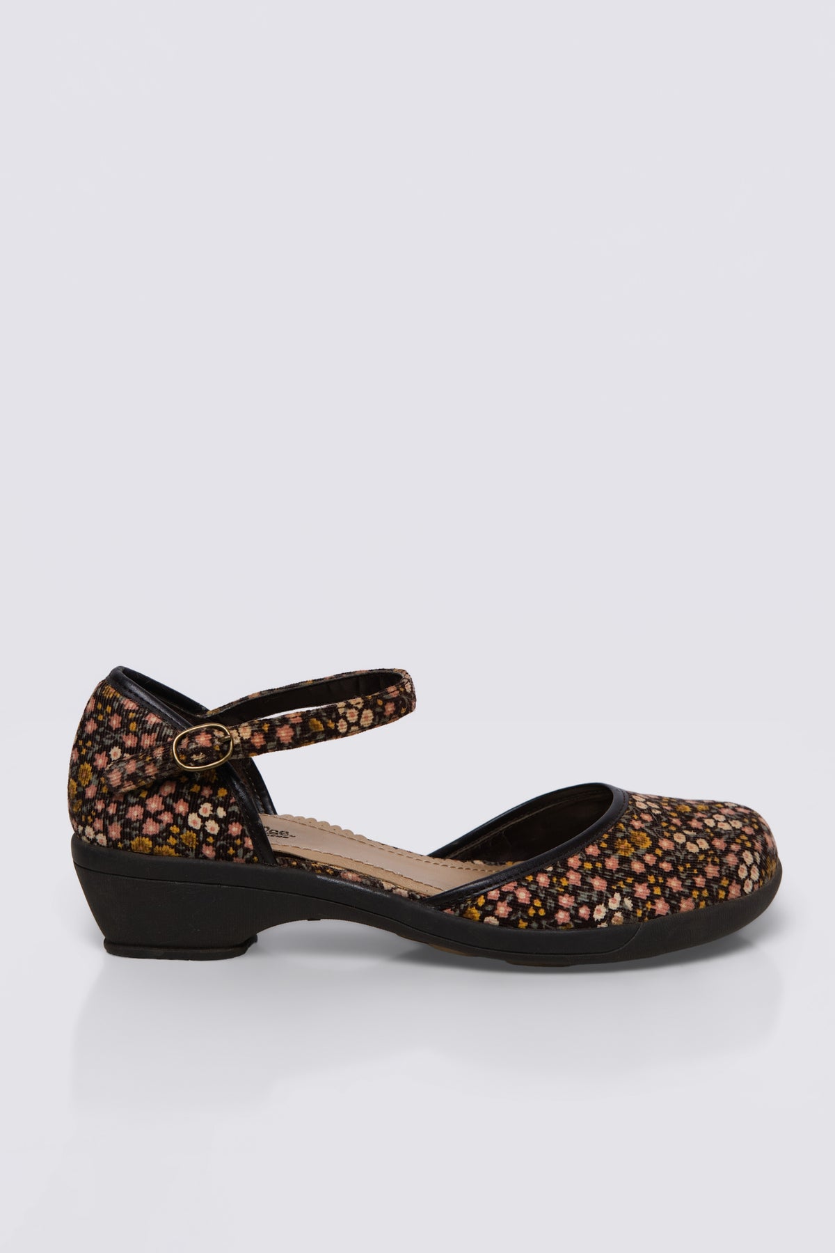 Y2K Floral Corduroy Ankle Strap Shoes