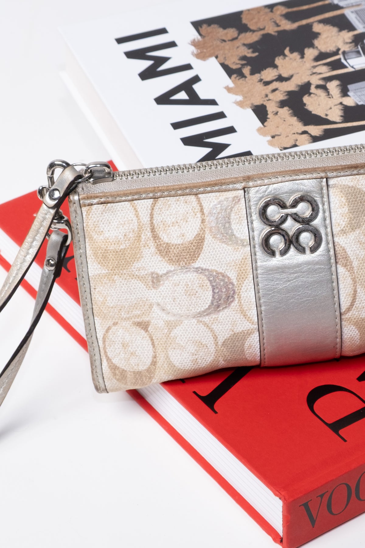 Golddust Vintage Coach Julia Embellished Signature Wristlet