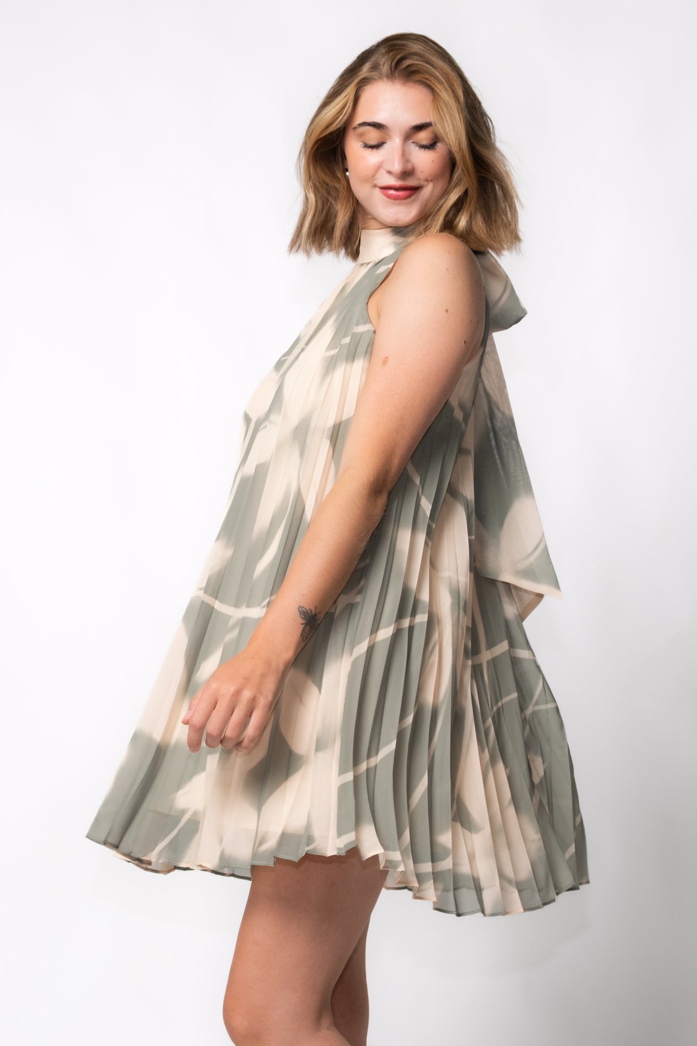 Ameri　SPUN ORGANDY PLEATS DRESS Ameri SPUN ORGANDY PLEATS DRESS