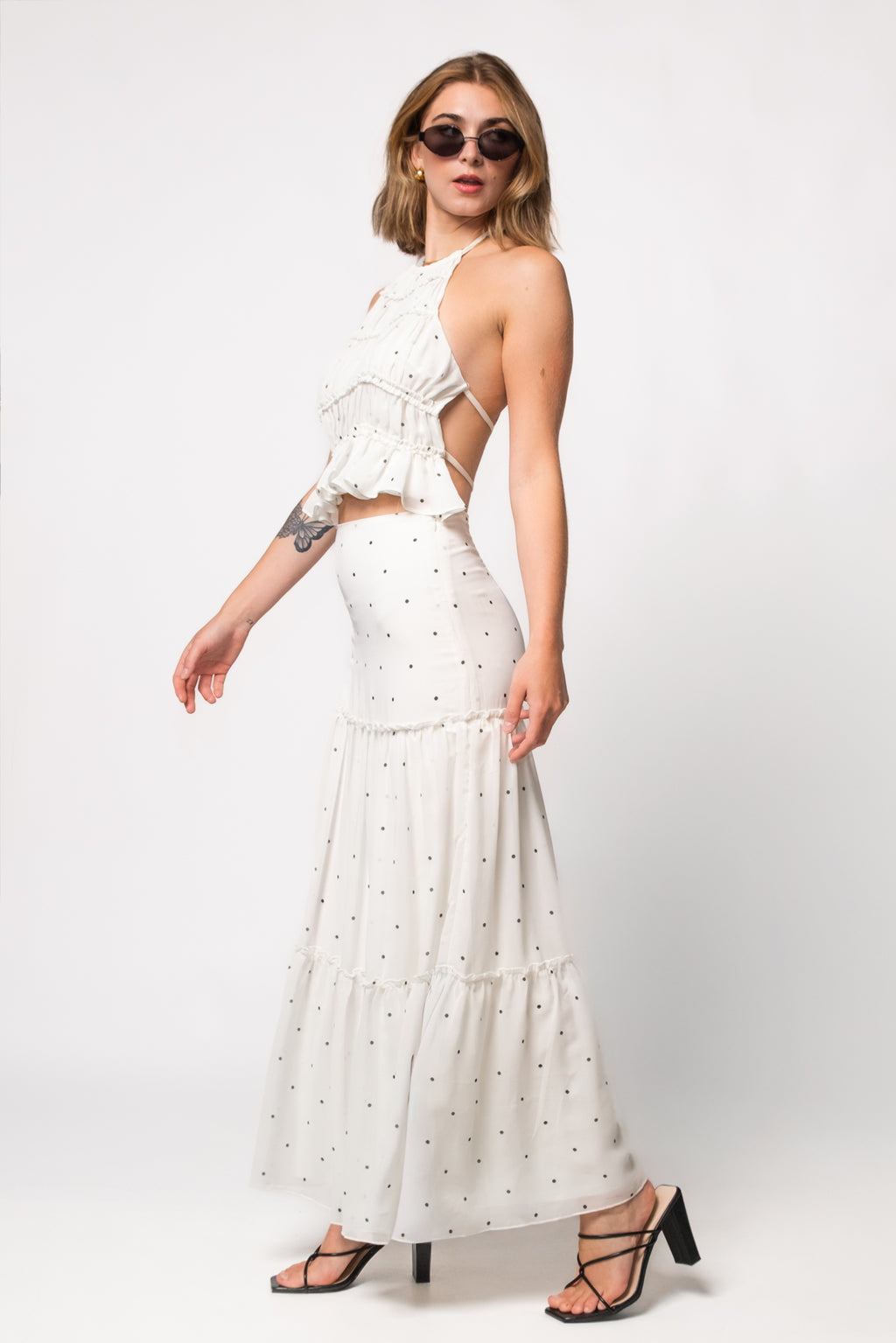 Noa Tiered Polka Dot Maxi Skirt