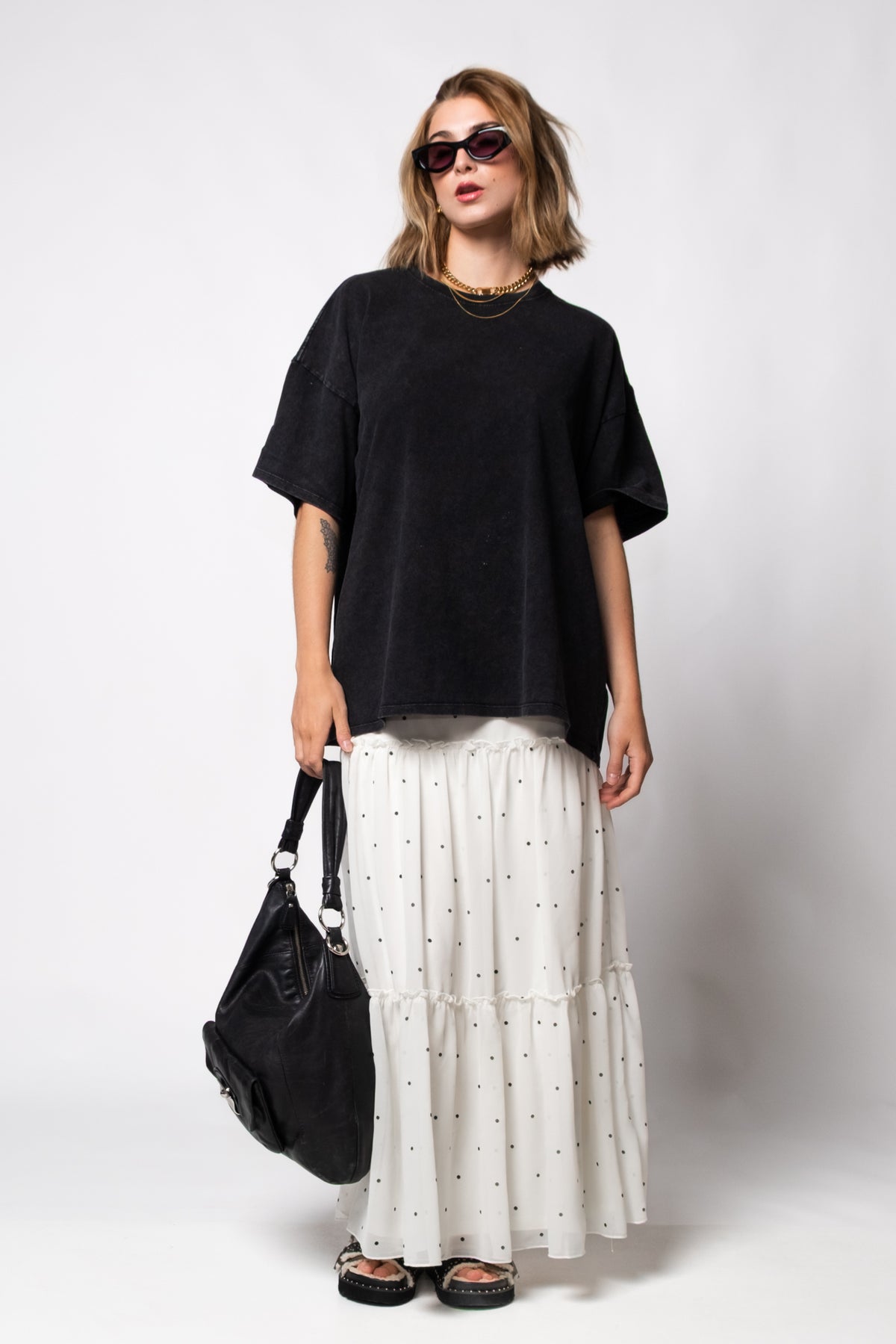 Noa Tiered Polka Dot Maxi Skirt