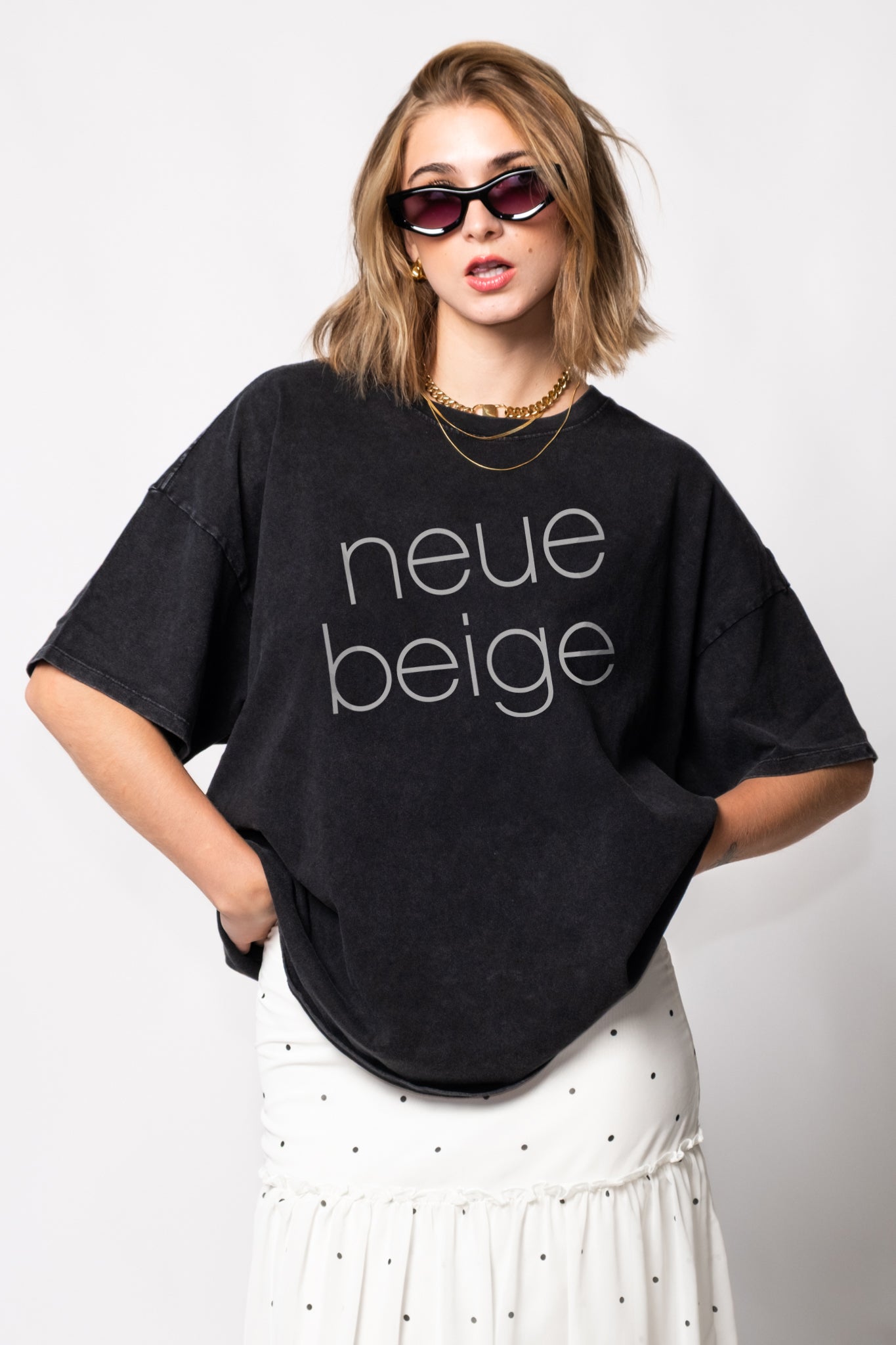 Neue Beige Oversize Washed Cotton Tee