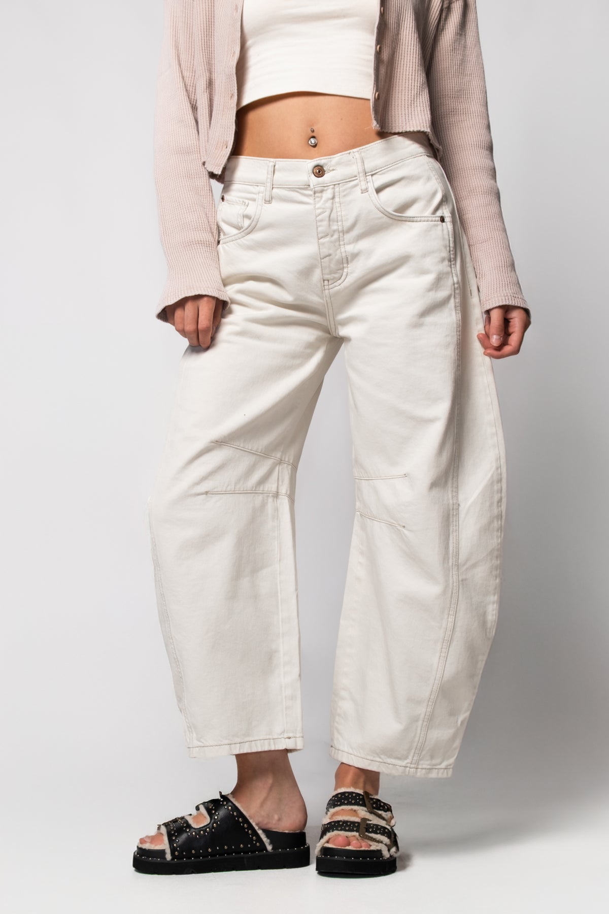 Free People Good Luck Midrise Barrel Jeans – Calico