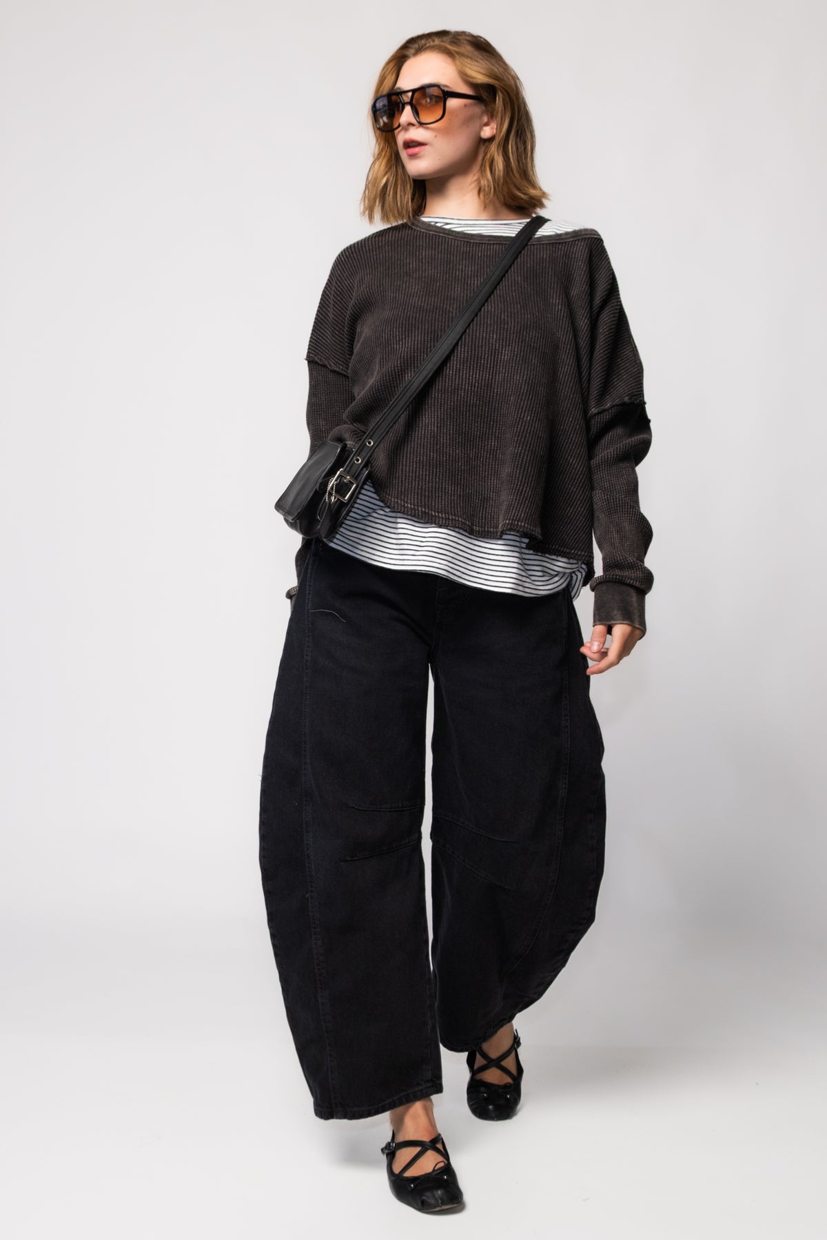 Shoreline Waffle Knit Long Sleeve Top