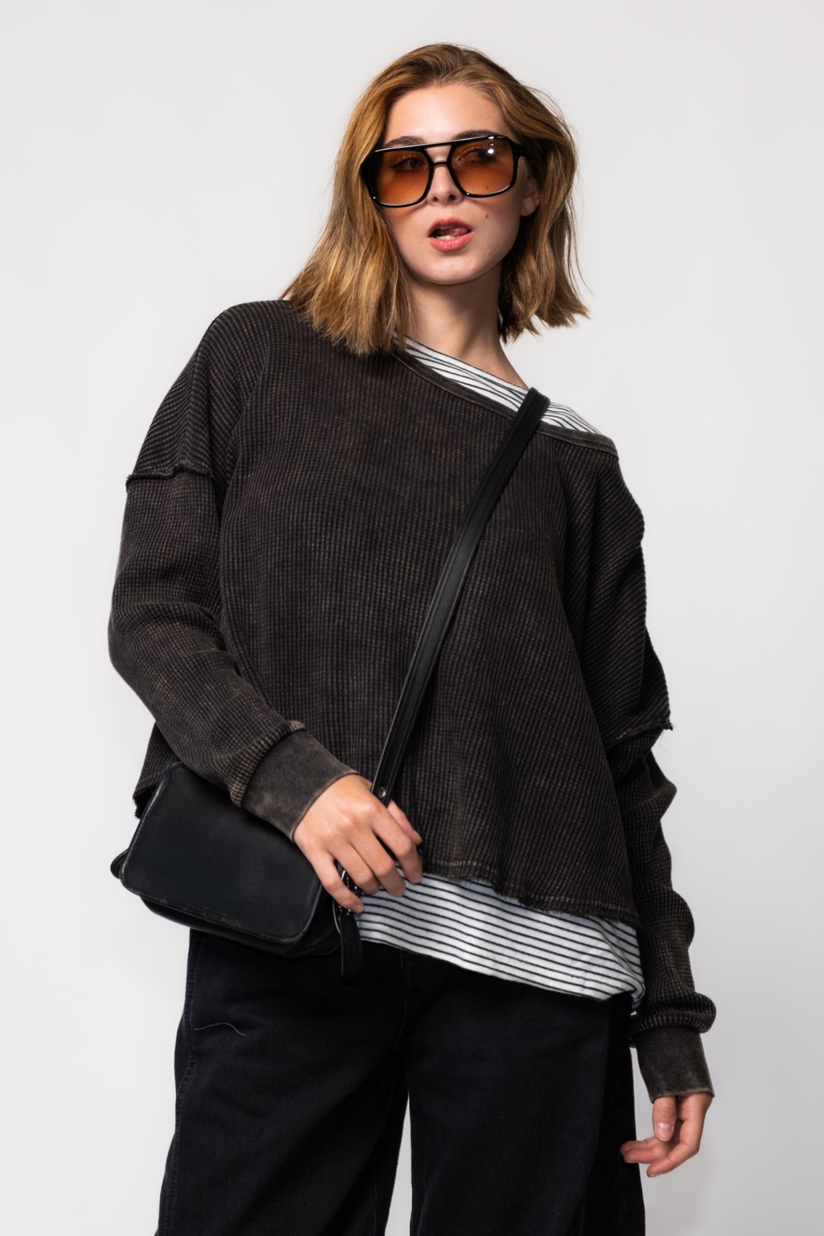Shoreline Waffle Knit Long Sleeve Top