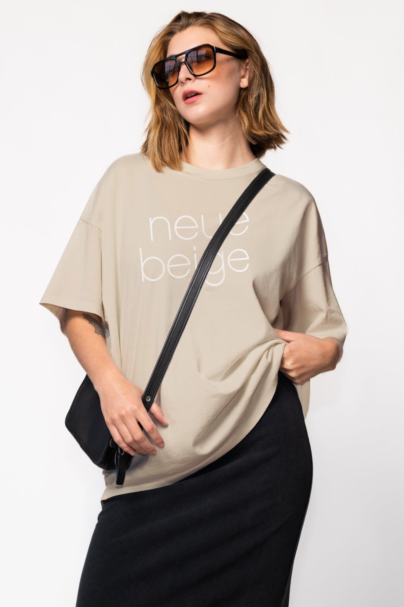Neue Beige Oversize Washed Cotton Tee