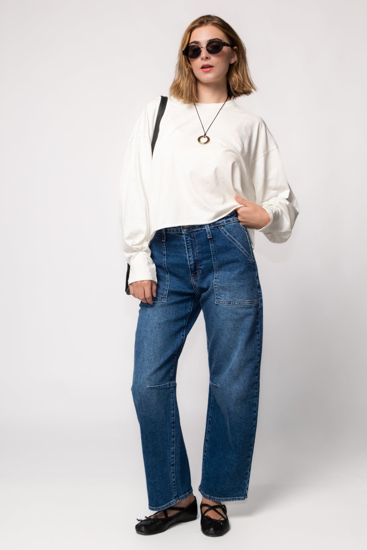 Just Black Utility Pocket Barrel Leg Jeans