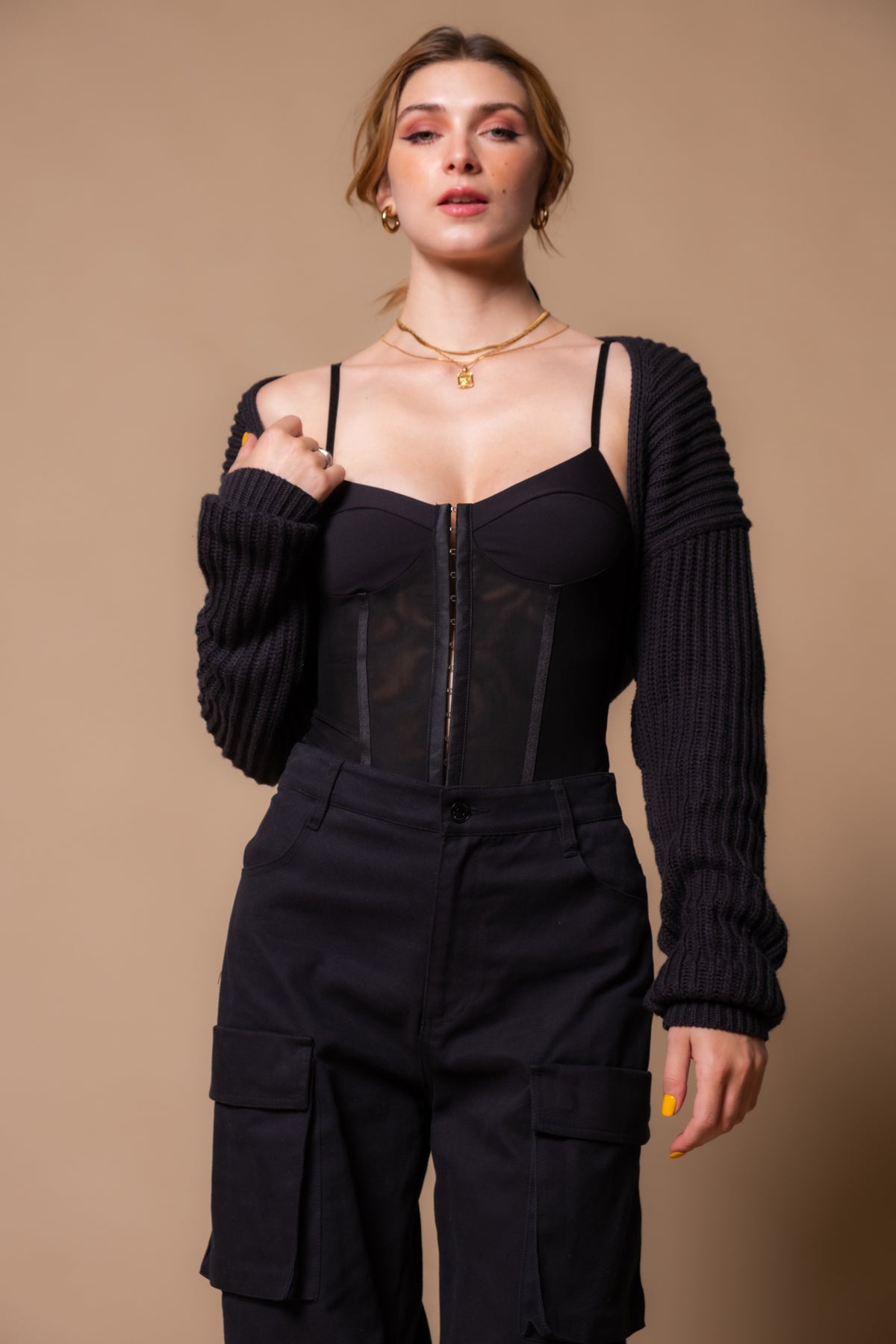 Free People Night Rhythm Corset Bodysuit