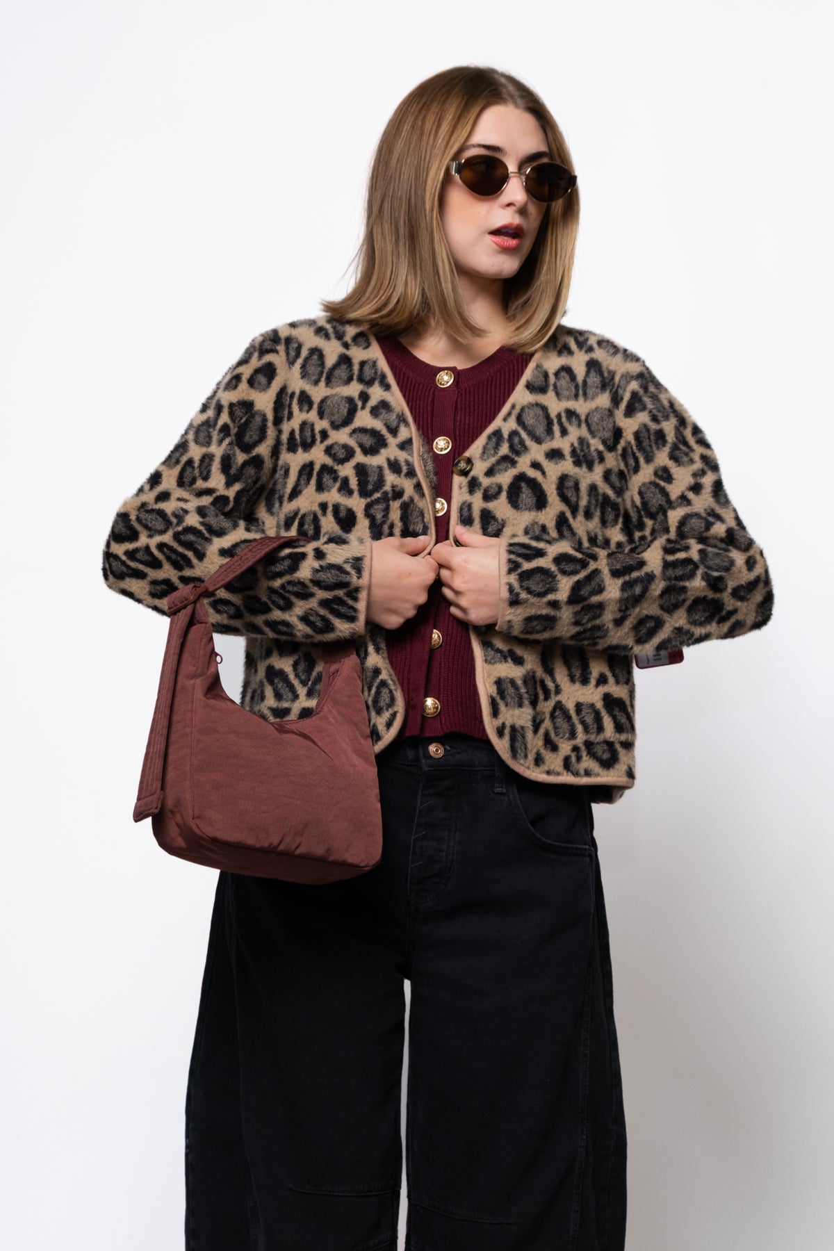 FRNCH Begonia Leopard Cardigan
