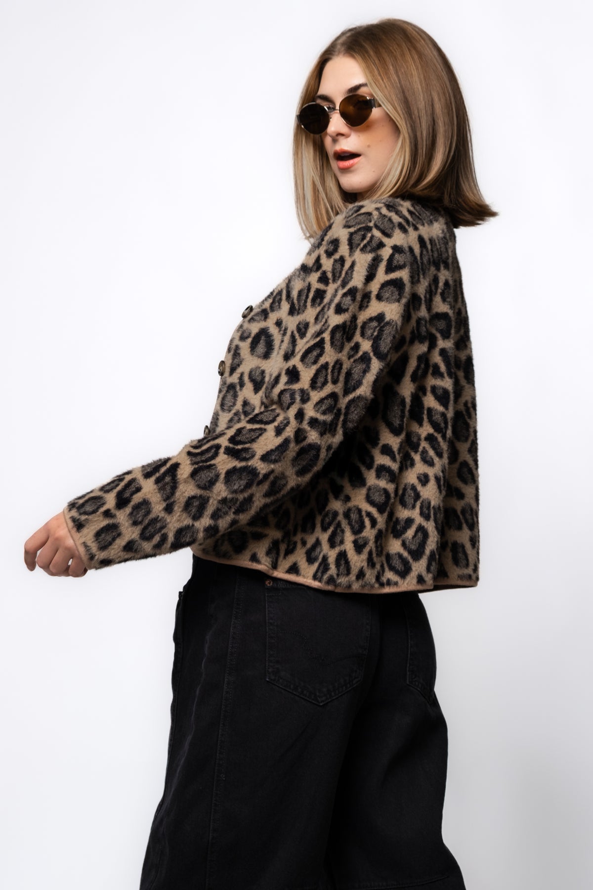 FRNCH Begonia Leopard Cardigan