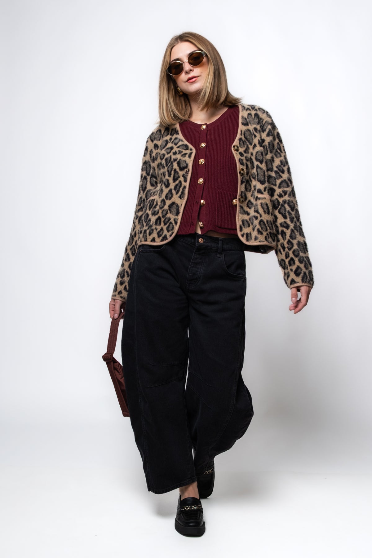 FRNCH Begonia Leopard Cardigan