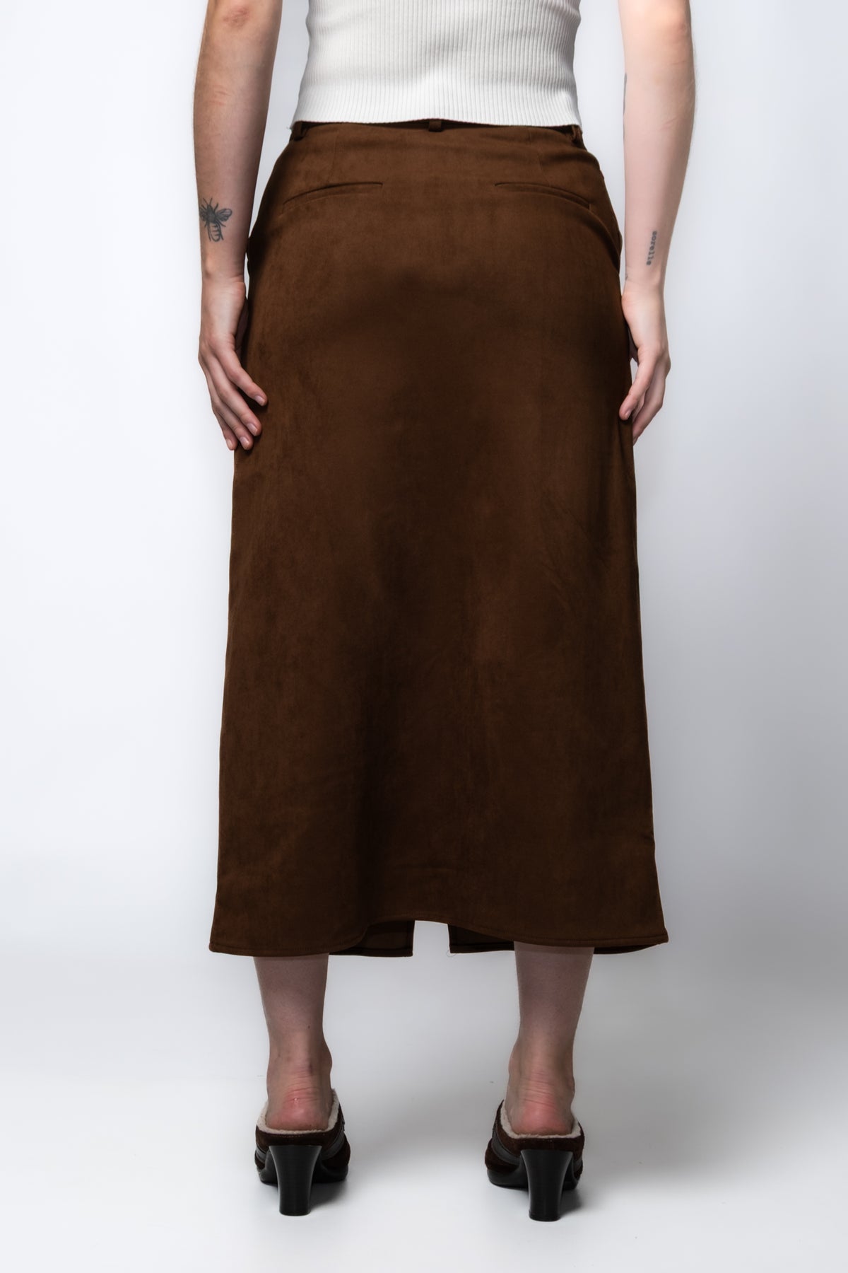 FRNCH Glaieul Faux Suede Midi Skirt