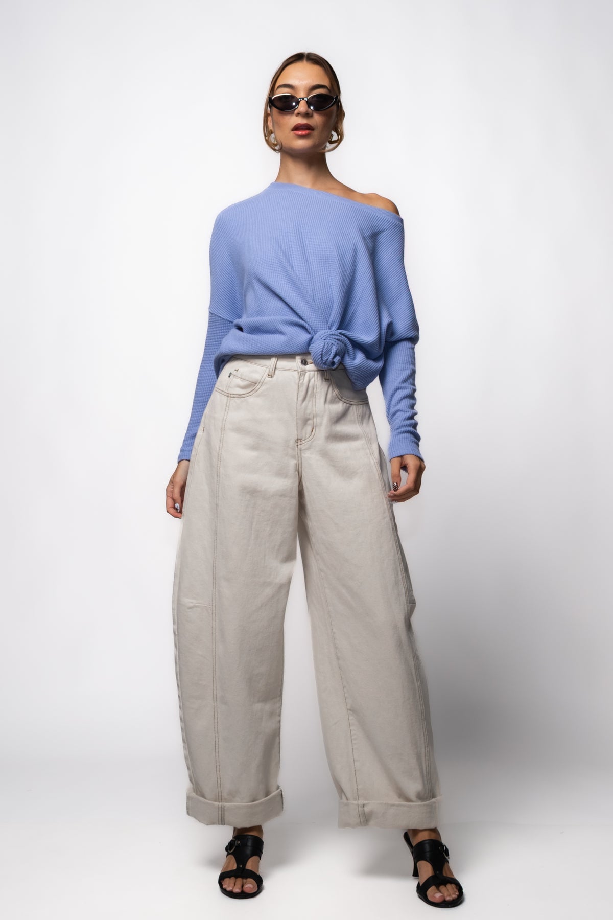 Free People Latte Blues Thermal Top