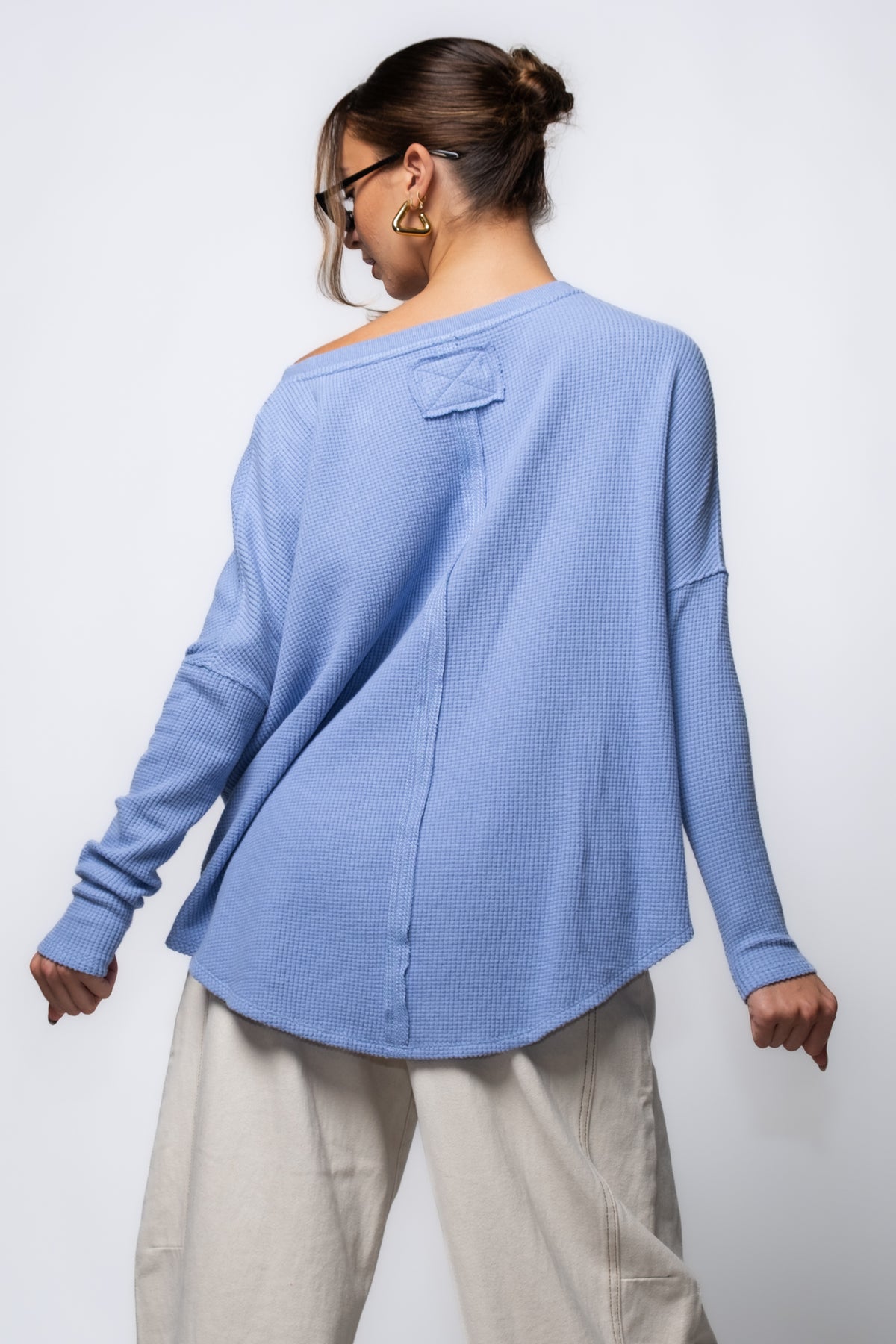 Free People Latte Blues Thermal Top